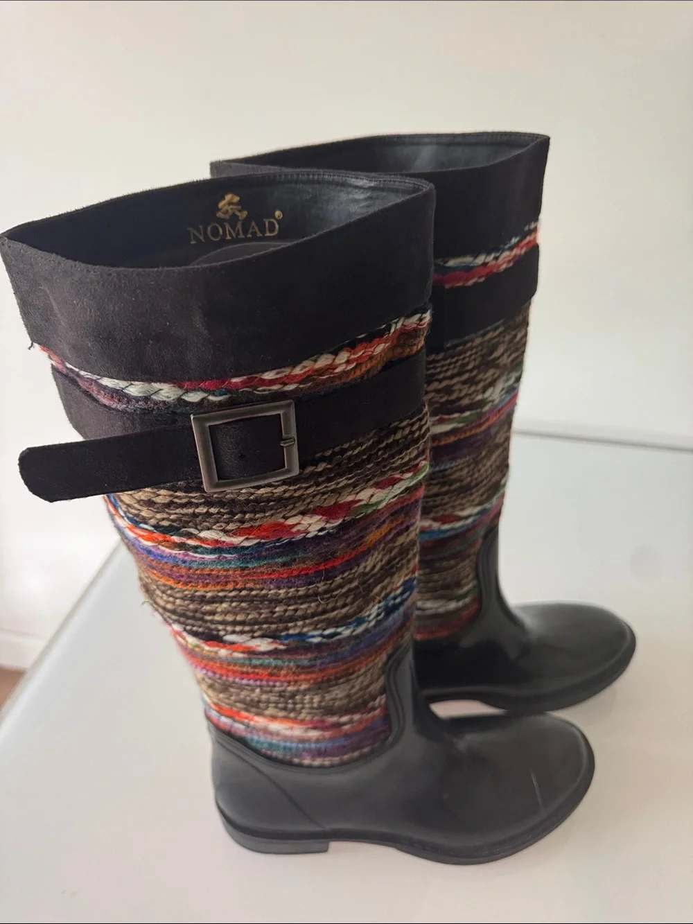 Nomad Chopper Multicolor Knit Rain Boots Size 9